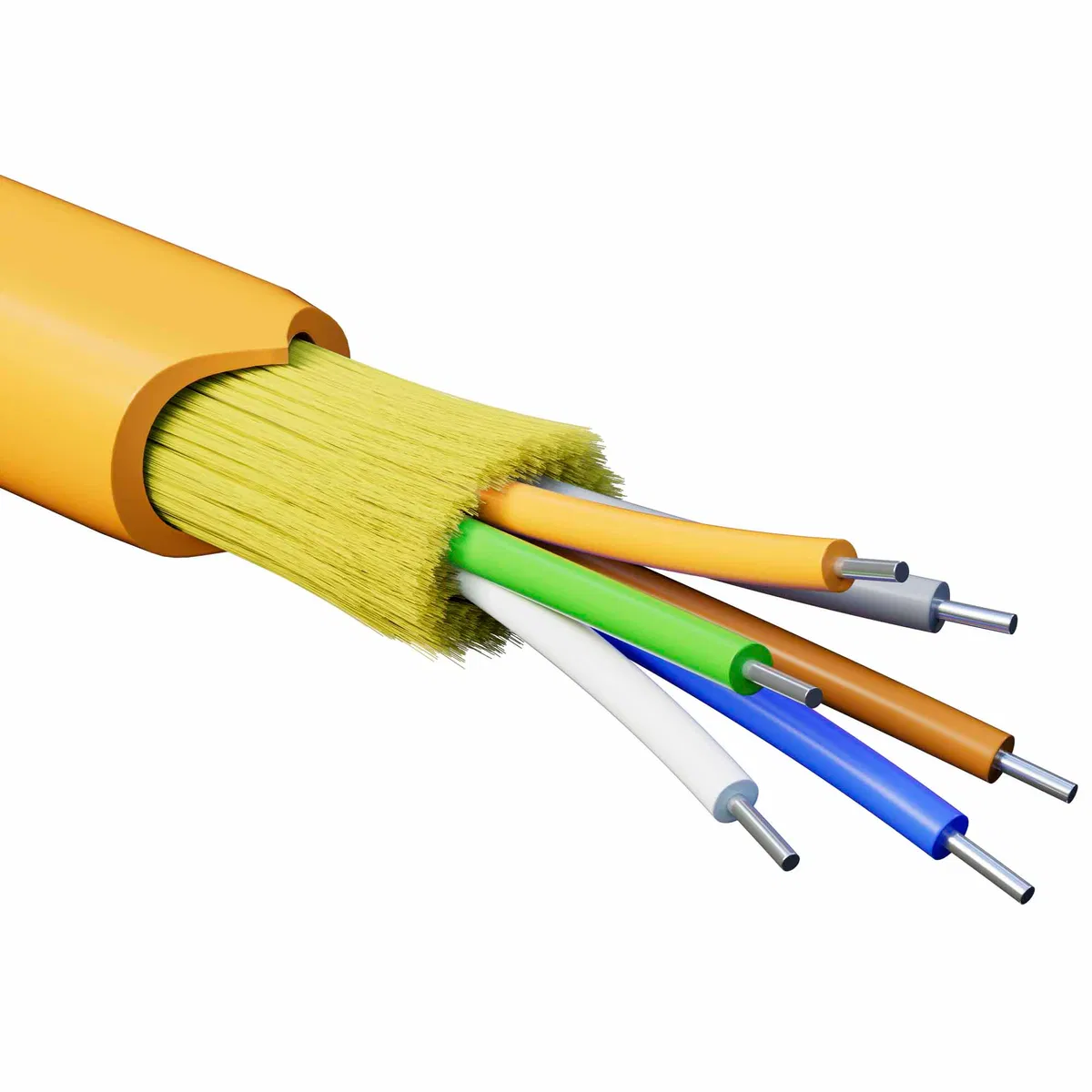 Fiber optic cable, distribution, aramid strengthening yarns, for indoor use