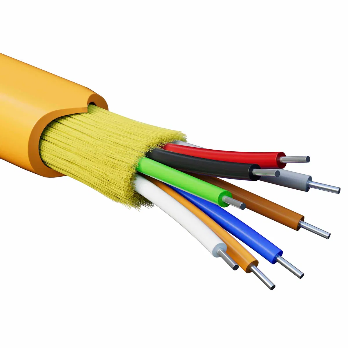Fiber optic cable, distribution, aramid strengthening yarns, for indoor use