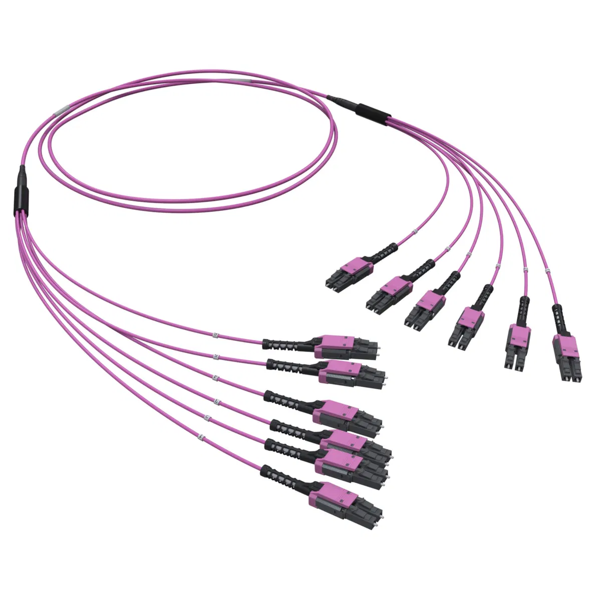 Оптическая разветвительная сборка 12ОВ 50/125 OM4, 6хLC двухволоконный (Duplex) Uniboot/6хLC двухволоконный (Duplex) Uniboot, 5м RNFLL12405 DKC