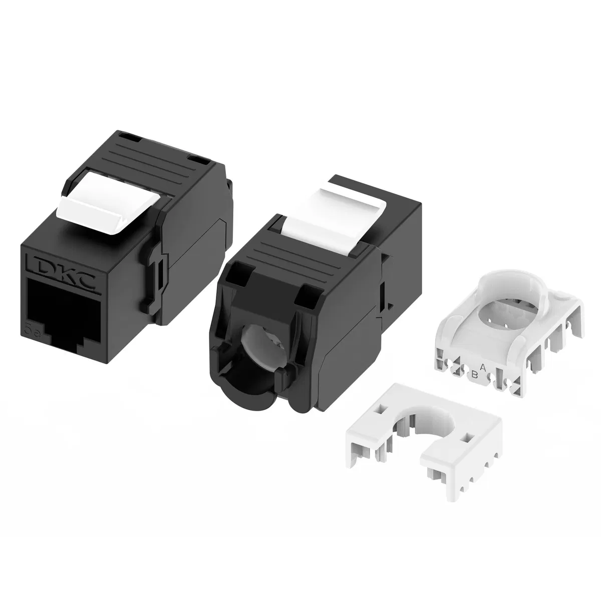 Модуль Кейстоун (Keystone) RJ45 CAT5E неэкранированный, 180 градусов, безынструментальный монтаж (Toolless), чёрный (применим с инструментом RT) RNK5EU180BK-KJ28 DKC