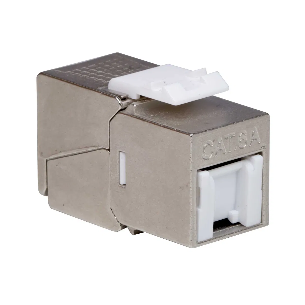 Модуль Кейстоун (Keystone) RJ45 CAT 6A с пылезащитной шторкой, экранированный(STP), 180 градусов, Toolless, серебристый RNK6AF90TL-C DKC