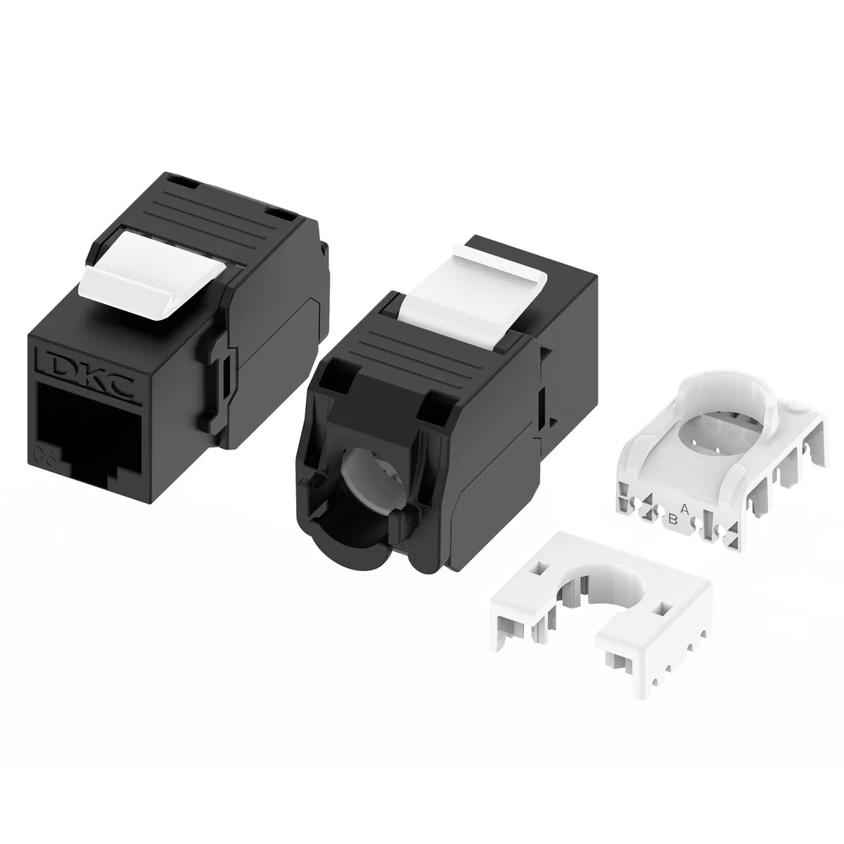 Модуль Кейстоун (Keystone) RJ45 CAT6 неэкранированный, 180 градусов, безынструментальный монтаж (Toolless), чёрный (применим с инструментом RT) RNK6U180BK-KJ28 DKC