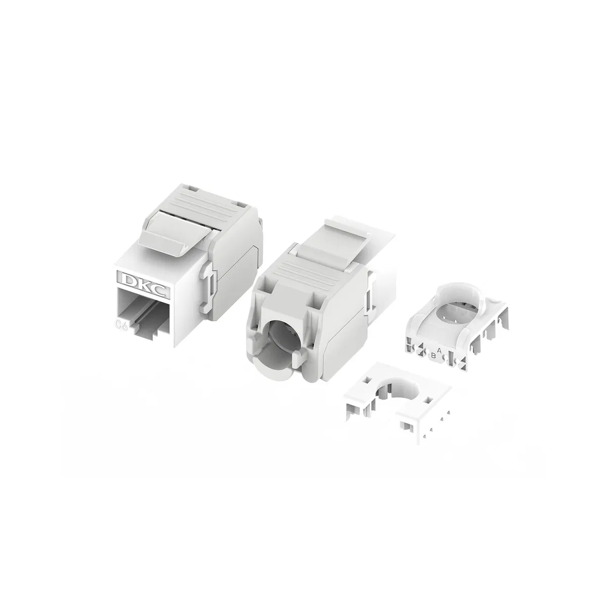 Модуль Кейстоун (Keystone) RJ45 CAT6 неэкранированный, 180 градусов, безынструментальный монтаж (Toolless), белый (применим с инструментом RT) RNK6U180WH-KJ28 DKC