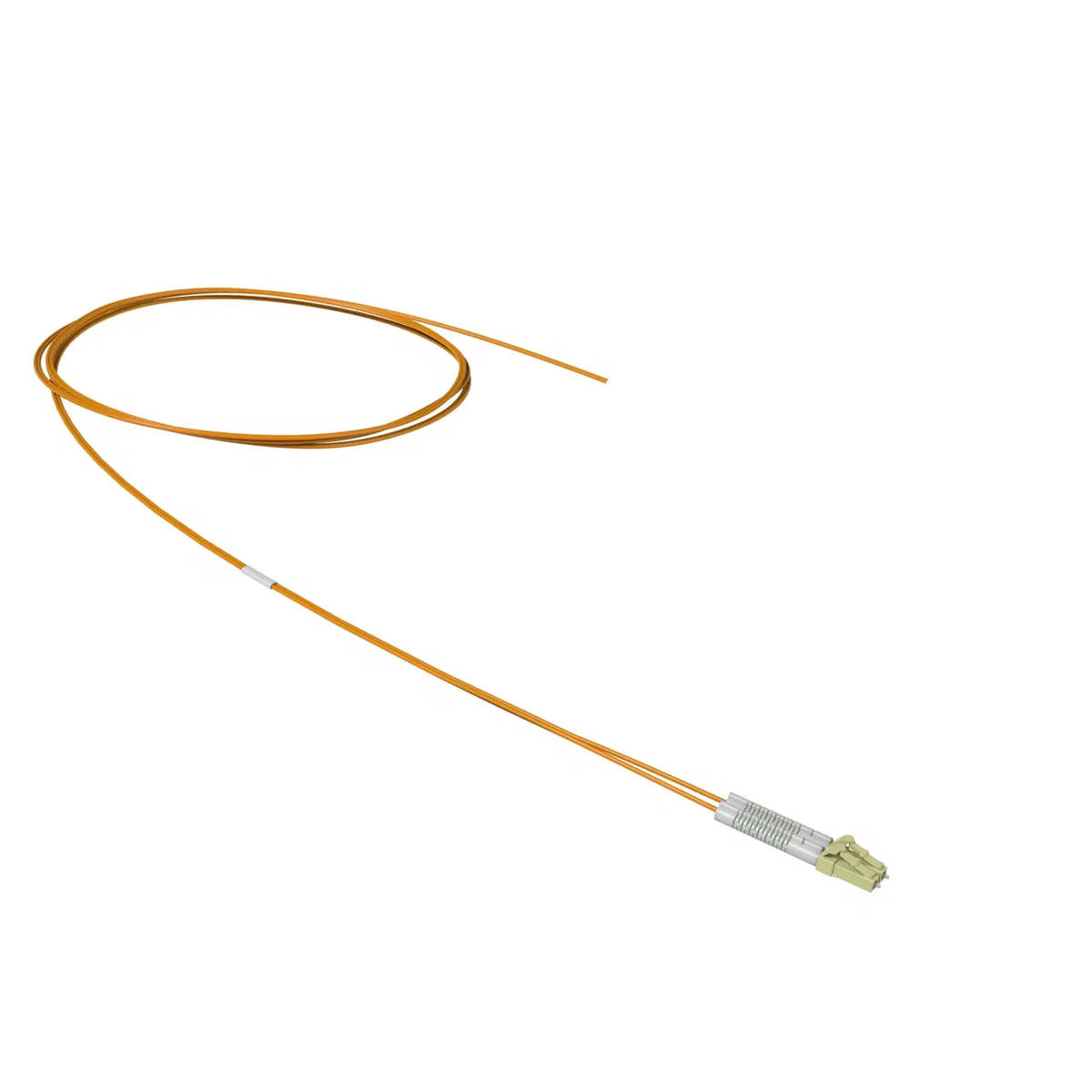 Duplex flexible boot optical pigtail LC/UPC - 50/125 (OM2), 1.5 m