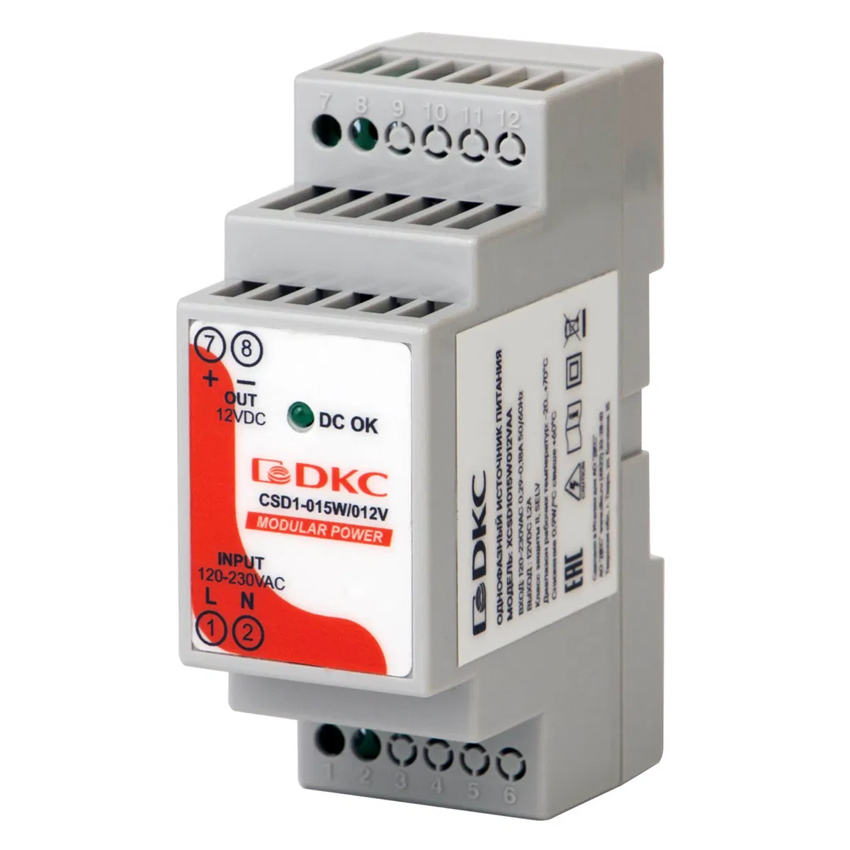 Источник питания "MODULAR POWER", однофазный, 15Вт, 1.2А, 12В XCSD1015W012VAA DKC