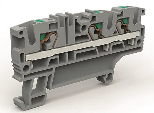 Проходная клемма 3 точки подключения на 4 кв.мм (замена на VPR-4-TWIN-GY) ZEFC410GR DKC