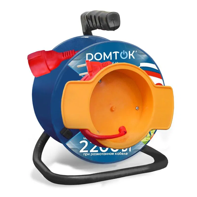Extension cord reel 1x30m without grounding 10A IP20 2.2kW with remote socket PVS 2x1 DOMTOK 2428