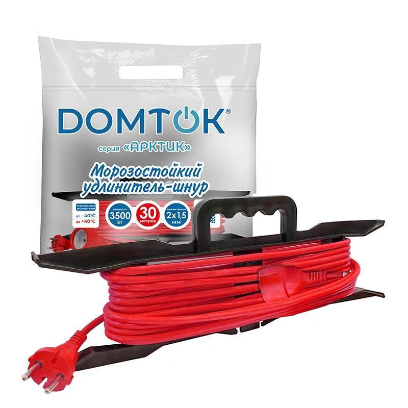 Extension cord on frame 1x30m without grounding 16A IP44 3.5kW KG 2x1.5 ARCTIC frost-resistant DOMTOK 2596