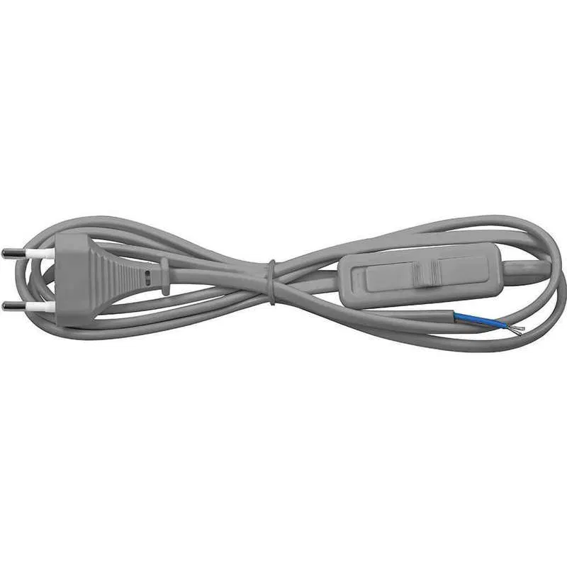Cord with Euro plug and switch 1.9m H 03 VV-F 2x0.75mm² 2.5A silver Duwi 24517 9