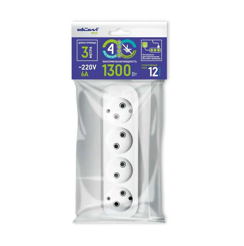 Extension cord 4x3m without grounding SHVVP 2x0.75 Duwi 28617 2