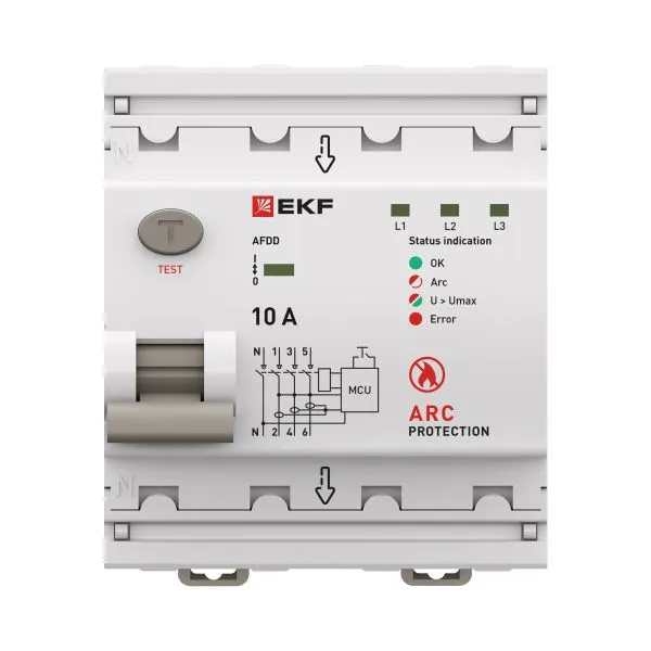 Устройство защиты от дугового пробоя (УЗДП) 3P+N 10А PROXIMA EKF afdd-4-10-pro
