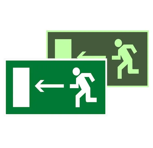 Sign sticker E04 "Direction to emergency exit left" (150x300) photoluminescent GOST 12.4.026-2015 EKF PROxima an-e-04-f-2