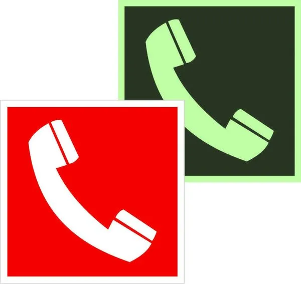 Sign sticker F05 "Telephone for use during fire" (150x150) photoluminescent GOST 12.4.026-2015 EKF PROxima an-f-05-f-2