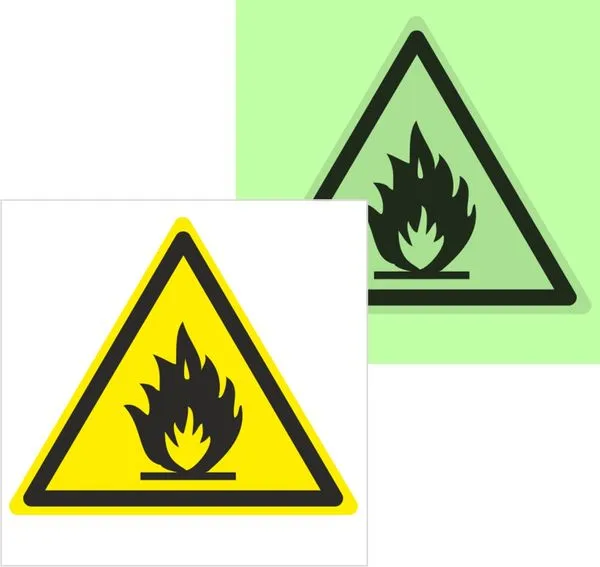 Sign sticker W01 "Fire hazard. Flammable substances" (150x150x200) photoluminescent GOST 12.4.026-2015 EKF PROxima an-w-01-f-2