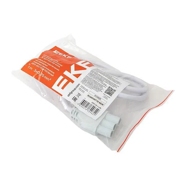 Cable for connecting LED linear luminaires DBO-60/120/150 white 1 m 3x0.75 sq.mm EKF ASC-W-1-LBL
