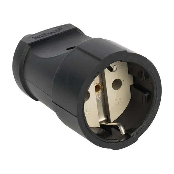 Socket outlet with ground black PVC 16A 250V EKF PROxima ASGO16-30