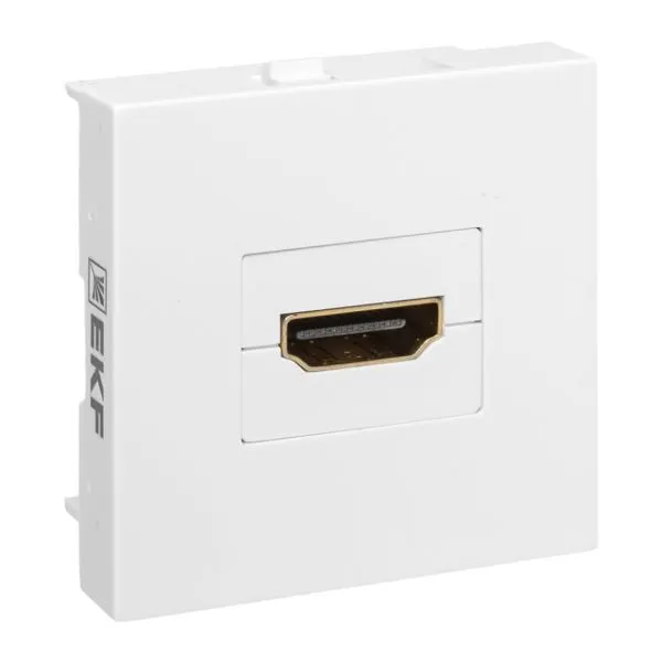 Розетка HDMI, 2 модуля, 1 гнездо, без индикатора, белая EKF E2MR-21HDMI-10