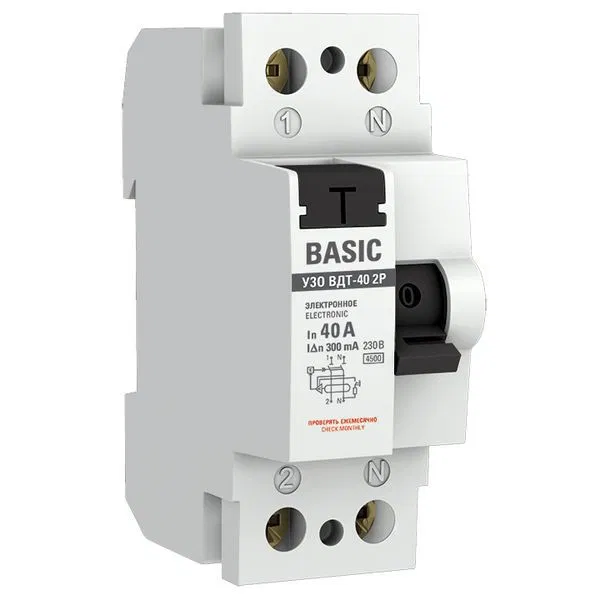 剩余电流保护器 (RCD) 2p 40A 300mA ВДТ-40 (电子式) Basic EKF elcb-2-40-300e-sim