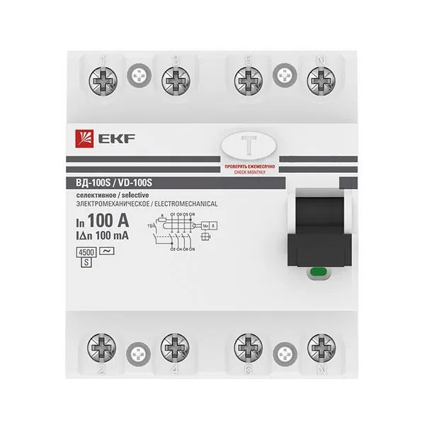 Selective residual current device 4P 100A/100mA (electromechanical) EKF PROxima
