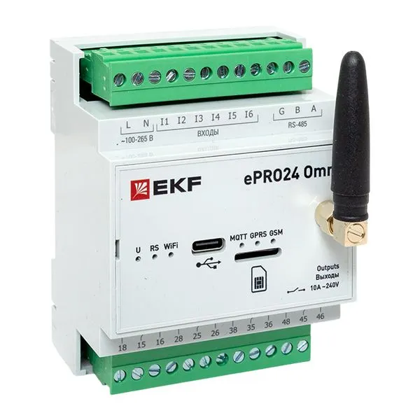 Контроллер удаленного управления 6вх/4вых Wi-Fi GSM 230 В ePRO24 Omni EKF ePRO24-6-4-WG-OMNI