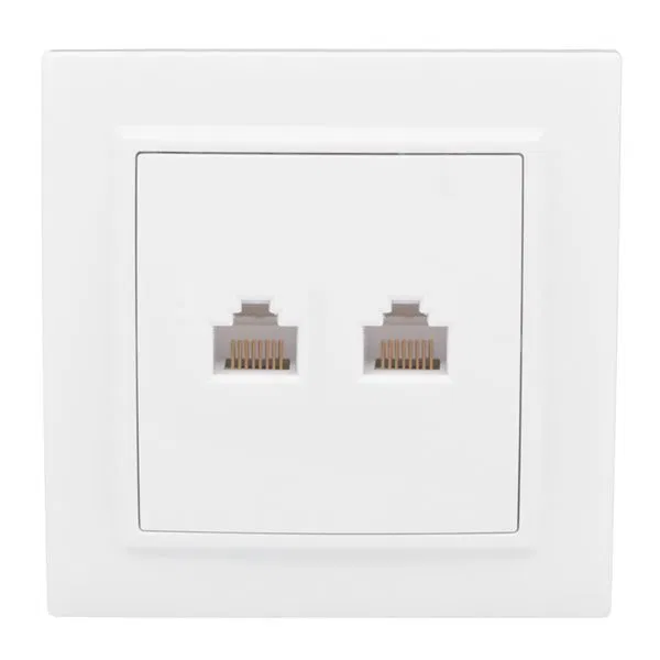 Розетка компьютерная + телефонная 2-м СП Минск RJ45 + Phone бел. Basic EKF ERK00-135-10