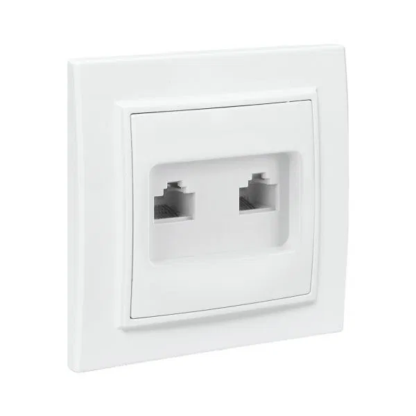 Розетка RJ-45 2-местная СП Минск белая EKF ERK02-035-10