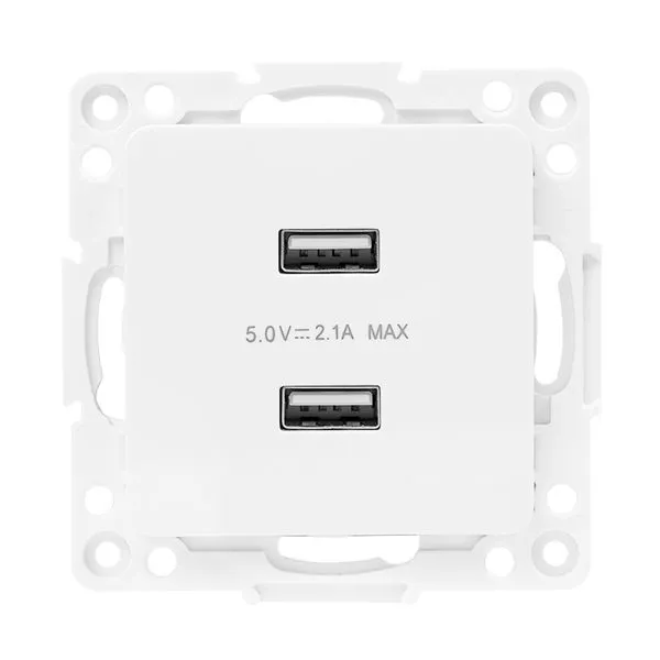 Стокгольм Механизм Розетки USB 2-местной 2,1А винтовые клеммы белый EKF EYR16-028-10-2USB