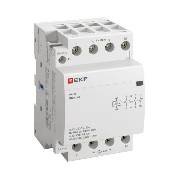 Контактор модульный КМ 20А 3NO+1NC 230В АС (3 мод.) PROXIMA EKF km-3-20-31