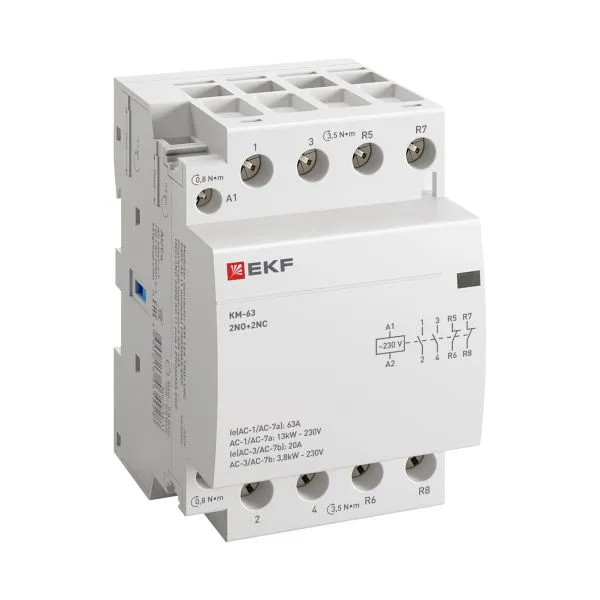 Контактор модульный КМ 63А 2NO+2NC 230В АС (3 мод.) PROXIMA EKF km-3-63-22