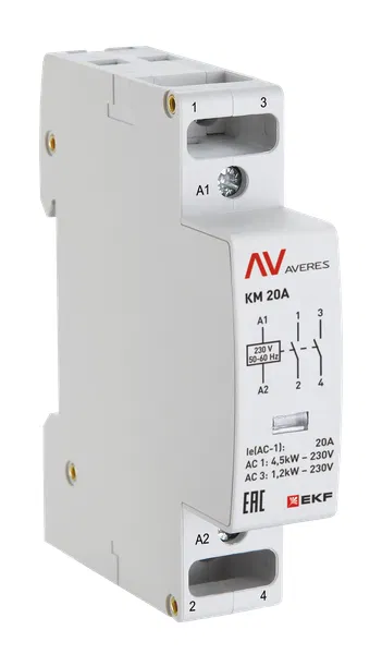 Контактор модульный КМ 20А 1NC+1NO 48В AC (1 мод.) AVERES EKF km-av-1-20-11-48V