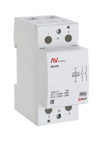 Контактор модульный КМ 63А 2NC 110В AC (2 мод.) AVERES EKF km-av-2-63-02-110V