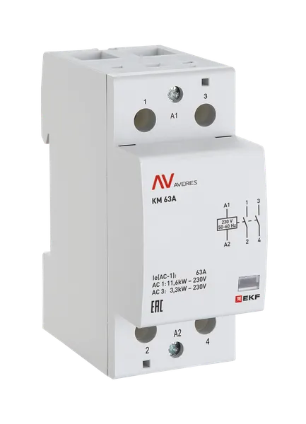 Контактор модульный КМ 63А 1NO+1NC 48В АС (2 мод.) AVERES EKF km-av-2-63-11-48V