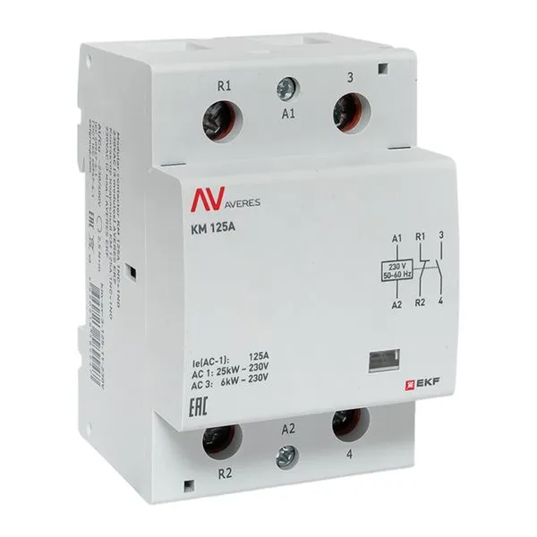 Контактор модульный КМ 125А 1NO+1NC 230В АС (3 мод.) AVERES EKF km-av-3-125-11-230V