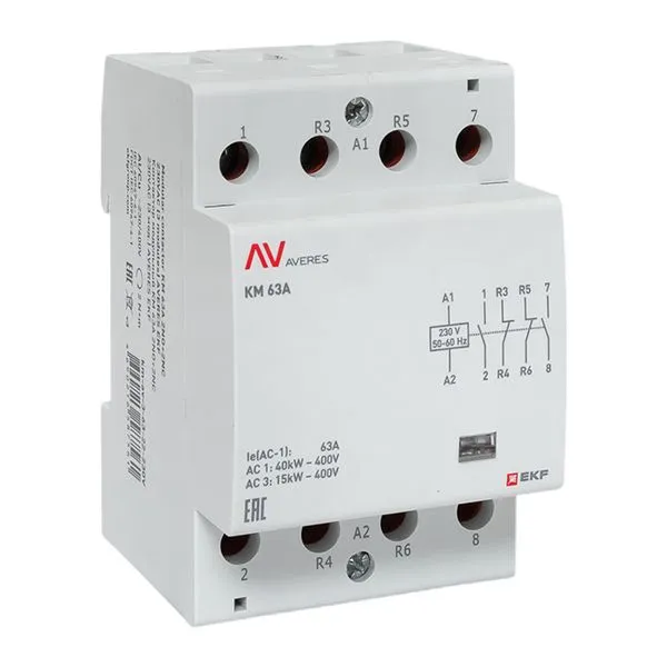 Контактор модульный КМ 63А 2NO+2NC 230В АС (3 мод.) AVERES EKF km-av-3-63-22-230V