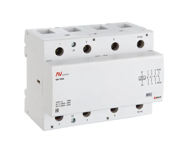 Контактор модульный КМ 125А 2NO+2NC 48В AC (6 мод.) AVERES EKF km-av-6-125-22-48V