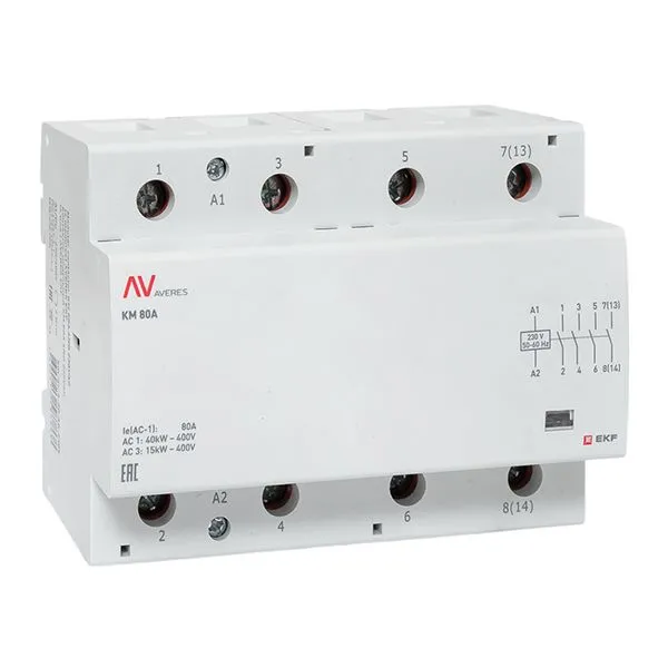 Контактор модульный КМ 80А 4NO 230В АС (6 мод.) AVERES EKF km-av-6-80-40-230V