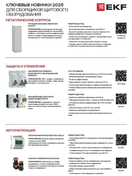 Листовка Новинки Для сборщииков щитового оборудования Listovka_for_panel_board_assemblers EKF
