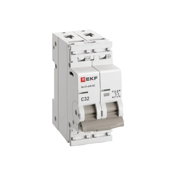 Автоматический выключатель ВА 47-63N DC 2P 32А (C) 6kA PROXIMA EKF M63DC6232C