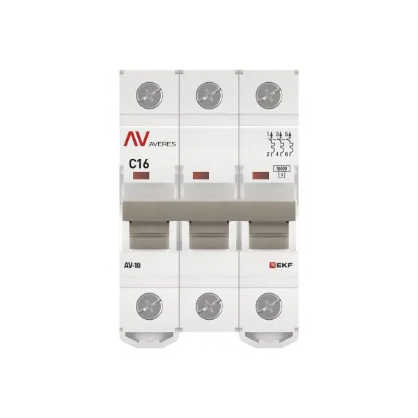 微型断路器 AV-10 3P 16A (C) 10kA EKF AVERES mcb10-3-16C-av