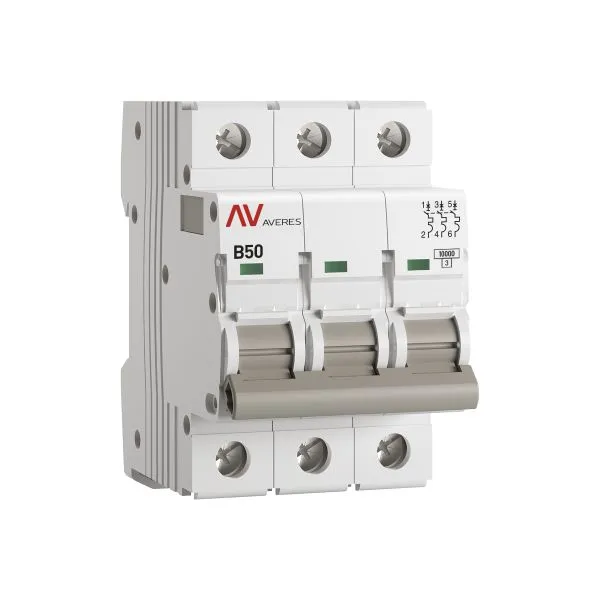 Выключатель автоматический AV-10 3P 50A (B) 10kA EKF AVERES mcb10-3-50B-av