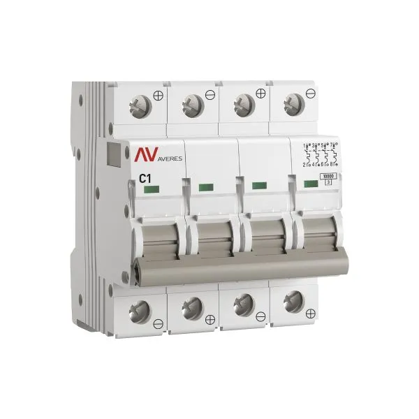 Выключатель автоматический AV-10 DC 4P 1A (C) 10kA EKF AVERES mcb10-DC-4-01C-av