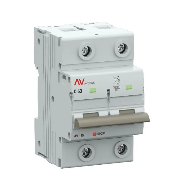 Выключатель автоматический AV-125 2P 63A (D) 10kA EKF AVERES mcb125-2-63D-av