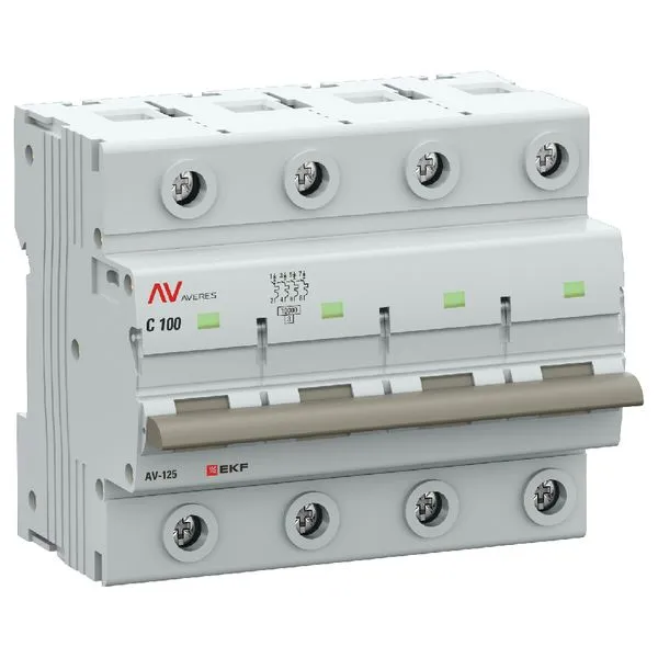 Выключатель автоматический AV-125 4P 125A (D) 10kA EKF AVERES mcb125-4-125D-av