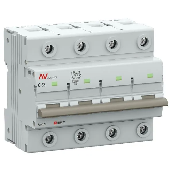 Выключатель автоматический AV-125 4P 63A (C) 10kA EKF AVERES mcb125-4-63C-av