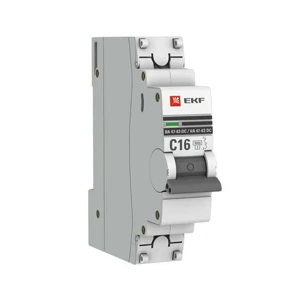 Circuit breaker VA 47-63 DC 1P 16A (C) 6kA EKF PROXIMA mcb4763-DC-1-16C-pro