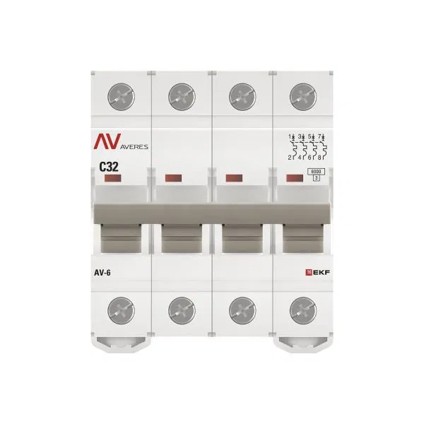 AV-6 4P 32A (C) 6kA EKF AVERES 微型断路器 mcb6-4-32C-av