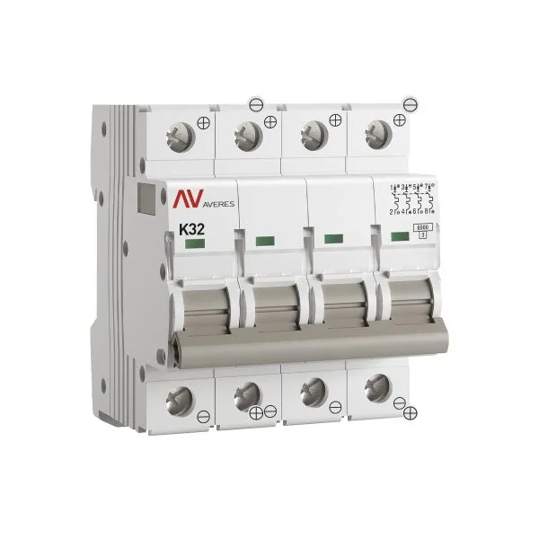 Выключатель автоматический AV-6 DC 4P 32A (K) 6kA EKF AVERES mcb6-DC-4-32K-av