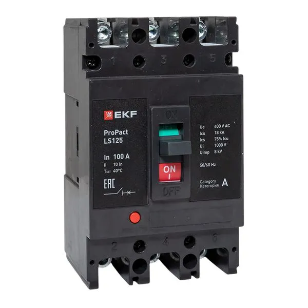 Выключатель автоматический в литом корпусе ProPact LS125 100А 3P 18кА EKF mccb-125-18-3-100-ls