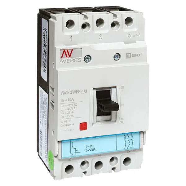 Выключатель автоматический в литом корпусе AV-POWER-1/3 10А 35кА TR EKF mccb-13-10-TR-av
