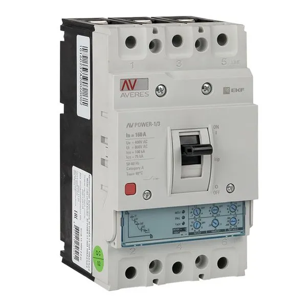 Выключатель автоматический в литом корпусе AV-POWER-1/3 160А 100кА ETU2.0 EKF mccb-13-160H-2.0-av